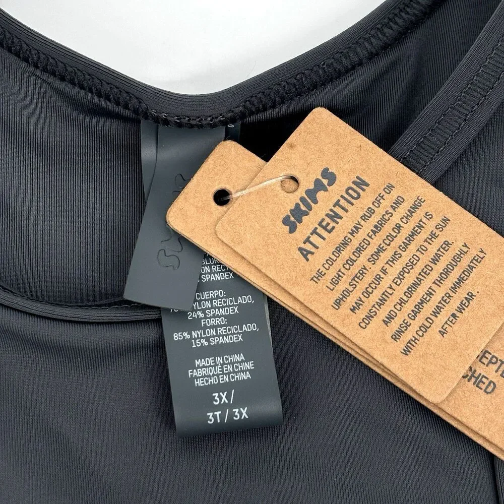 SKIMS Swim High Neck Racerback Top Gunmetal BT-HNK-2786 Size 3X NWT